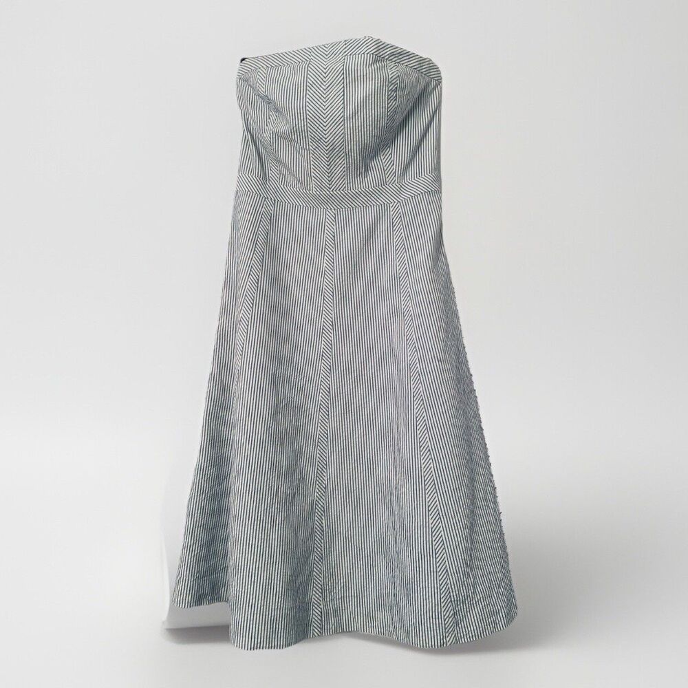 Banana Republic Blue Stripe Seersucker Strapless Midi Dress Size 4